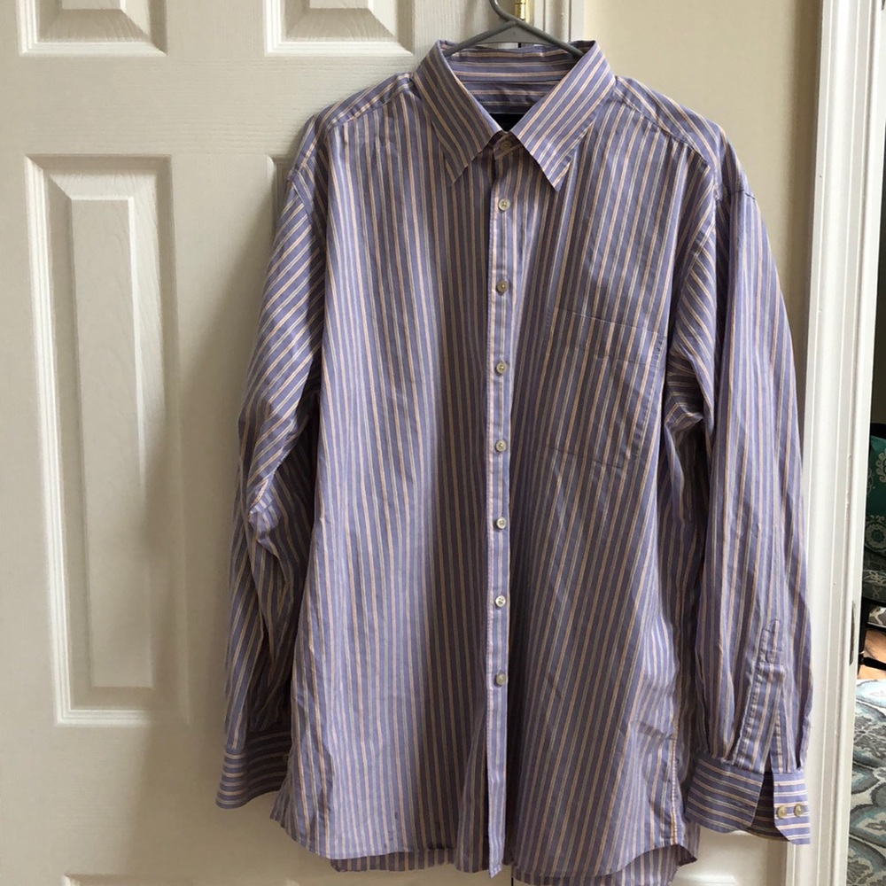 Scott Barber Button Down Blue Oxford Stripe Sz Lrg